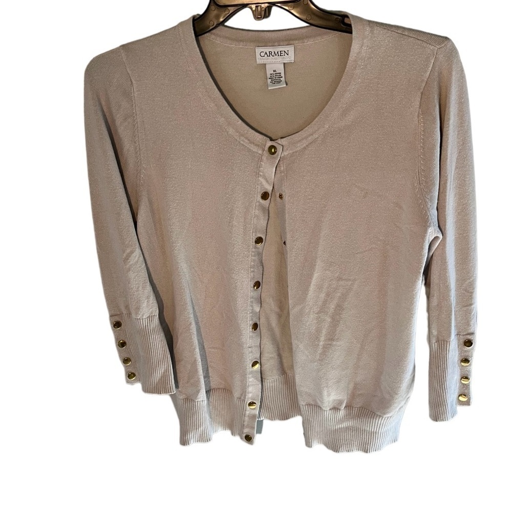 Carmen Marc Valvo Button Down Cardigan Sweater